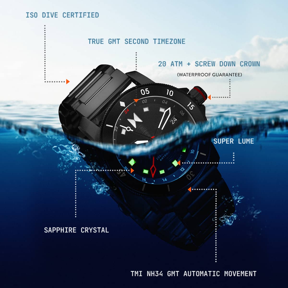 Cali Diver GMT Automatic Frontier Black 40mm