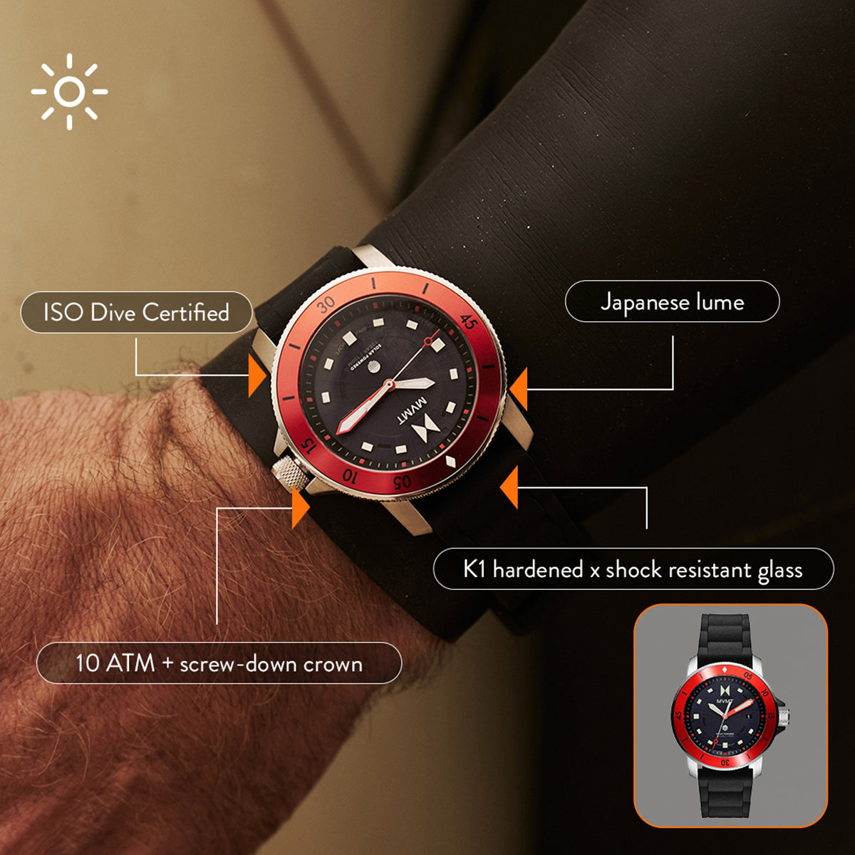 Cali Diver Solar Nautical Red 42mm