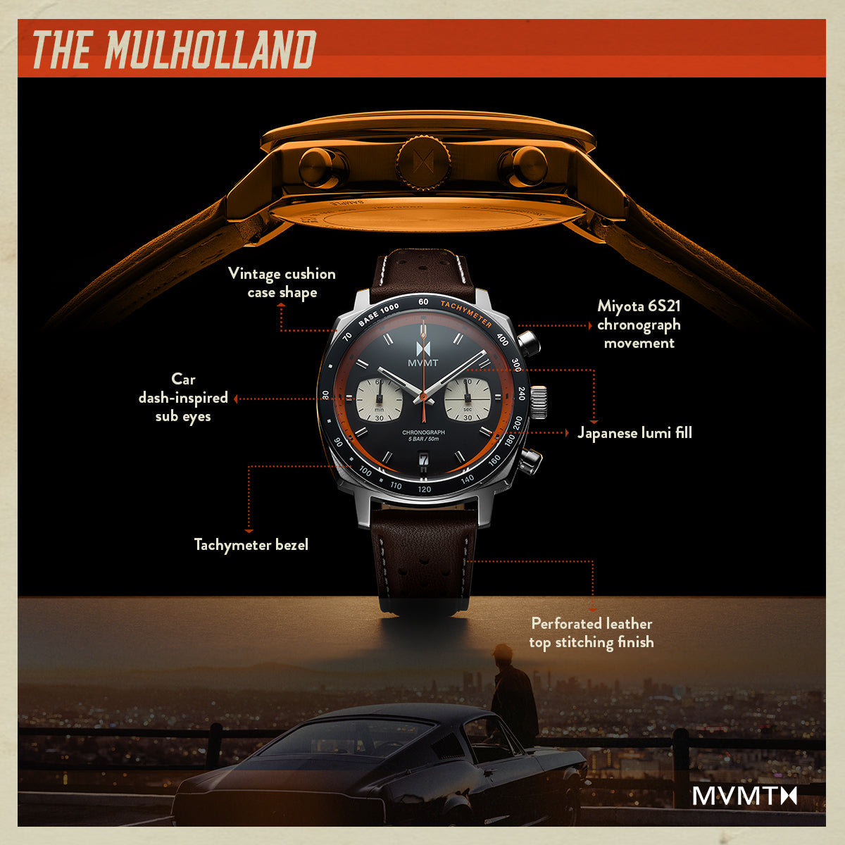 Mulholland Chronograph Sunset Orange 42mm