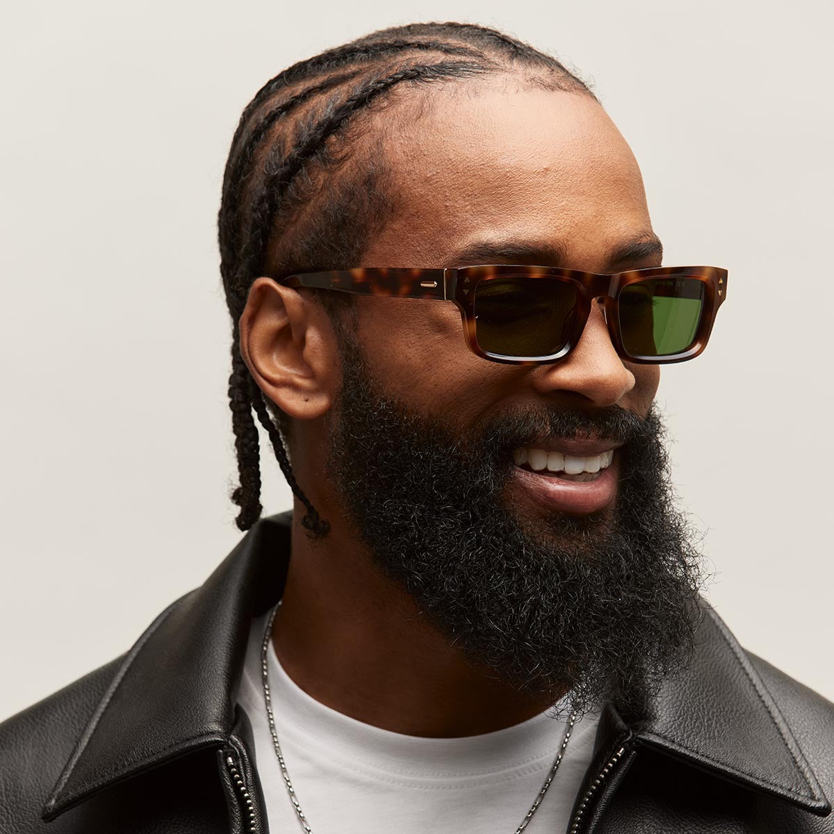 Del Mar Rectangle Sunglasses Tortoise Frame Green Lenses