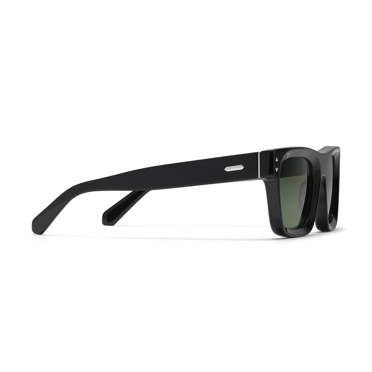 Vista Square Sunglasses Black Frame Green Lenses