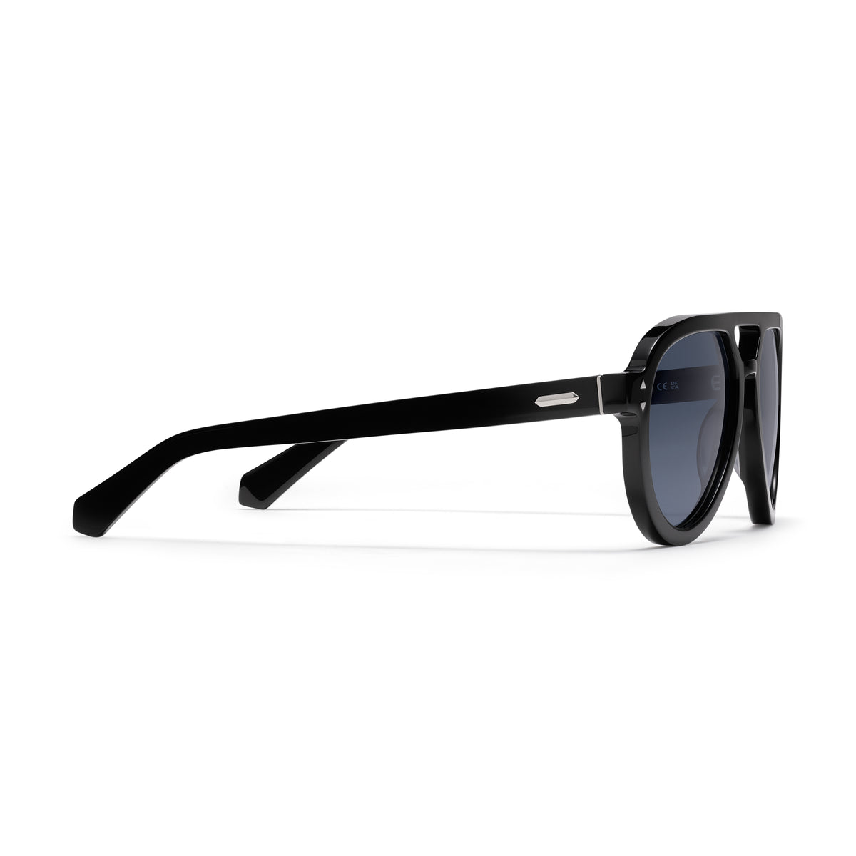 Hollywood Aviator Sunglasses Black Frame Blue Lenses