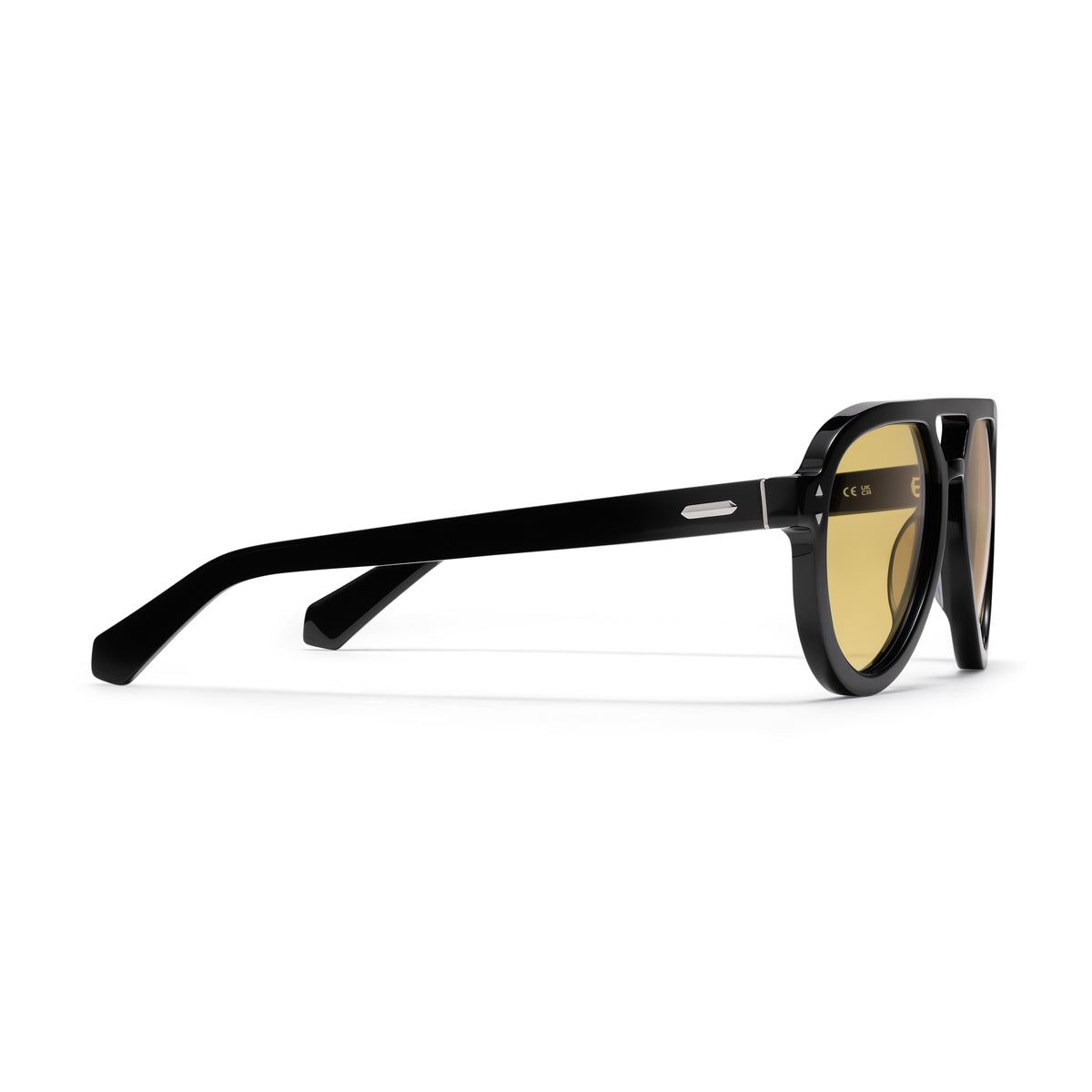 Hollywood Aviator Sunglasses Black Frame Yellow Lenses