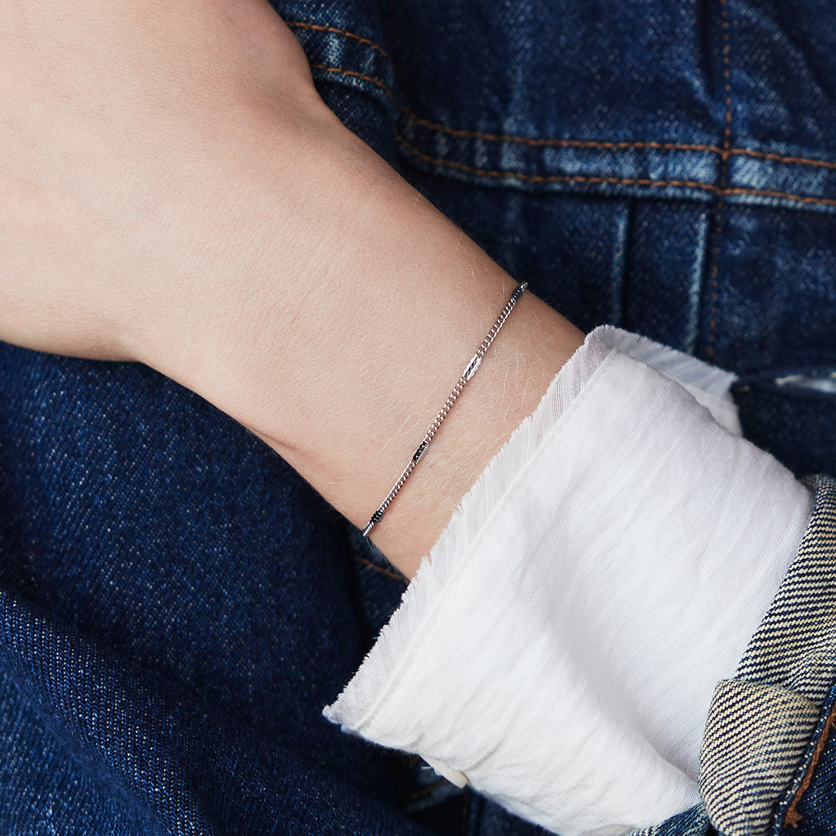 Stamped Chain Bracelet Silver
