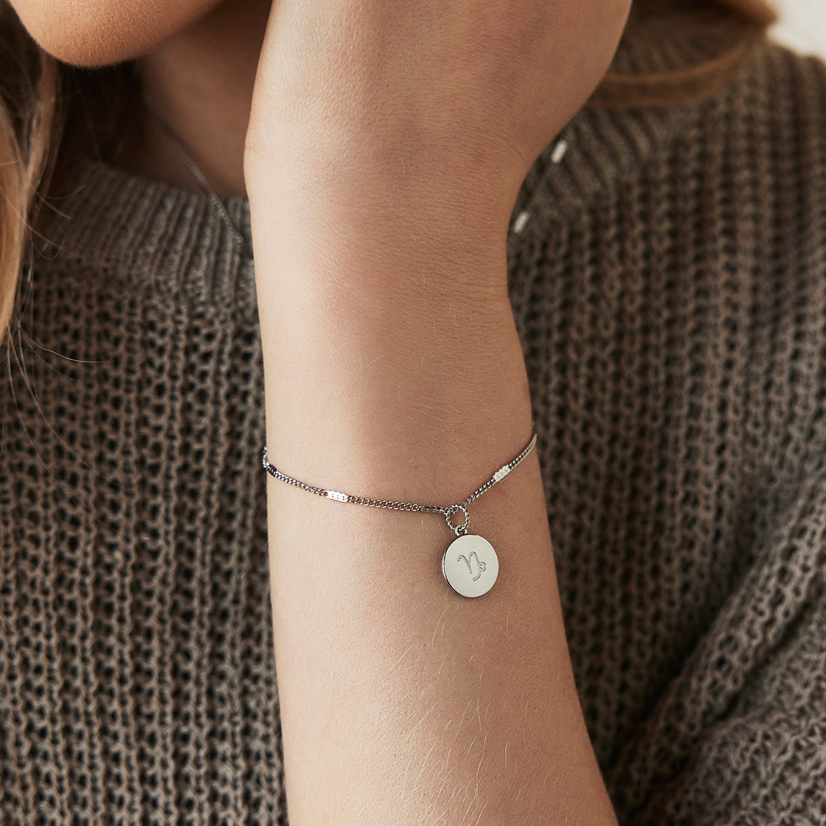 Stamped Chain Bracelet Silver
