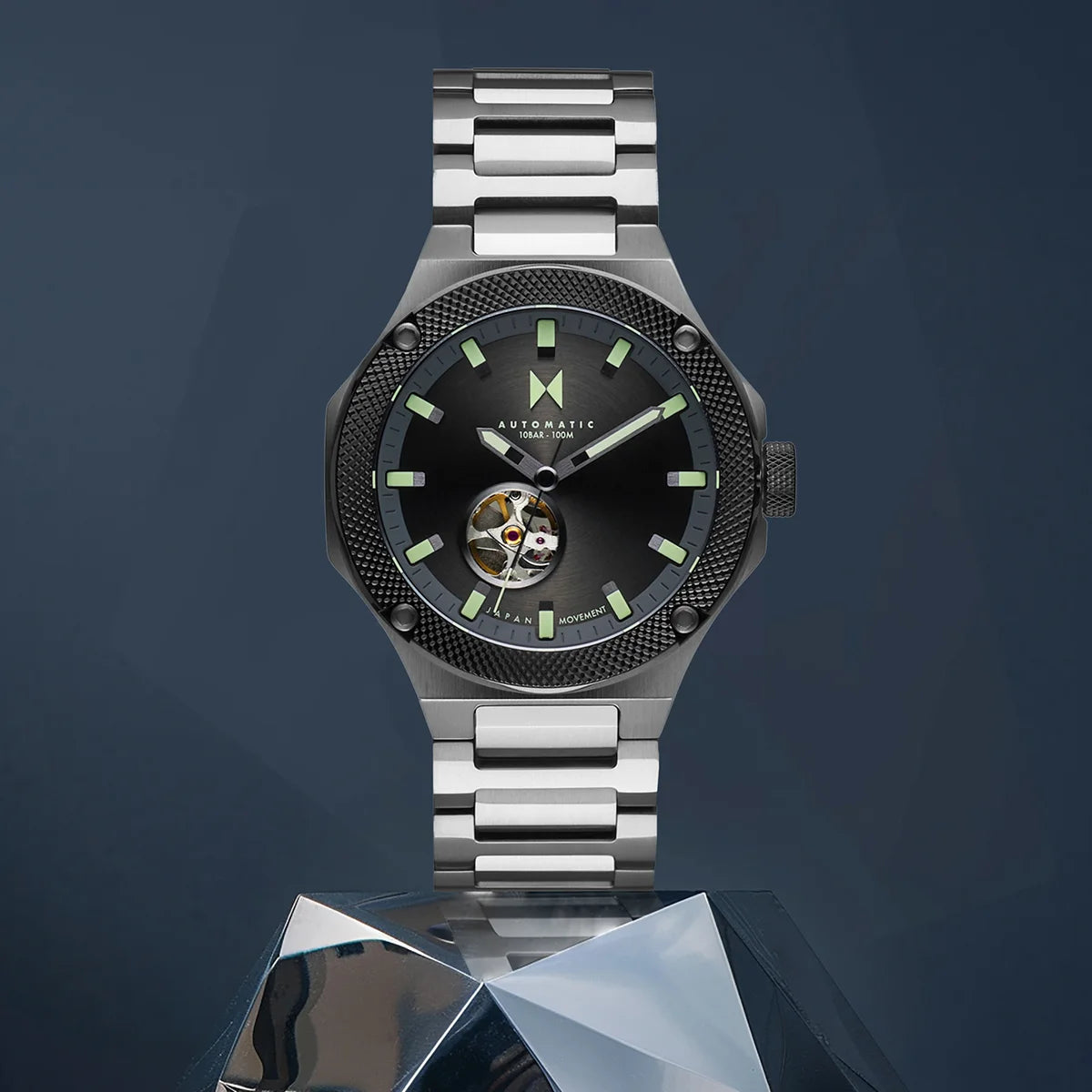 Men's Raptor automatic titanium watch on top of table