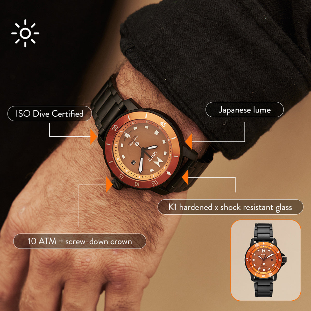 Cali Diver Solar Cyclone Orange 42mm