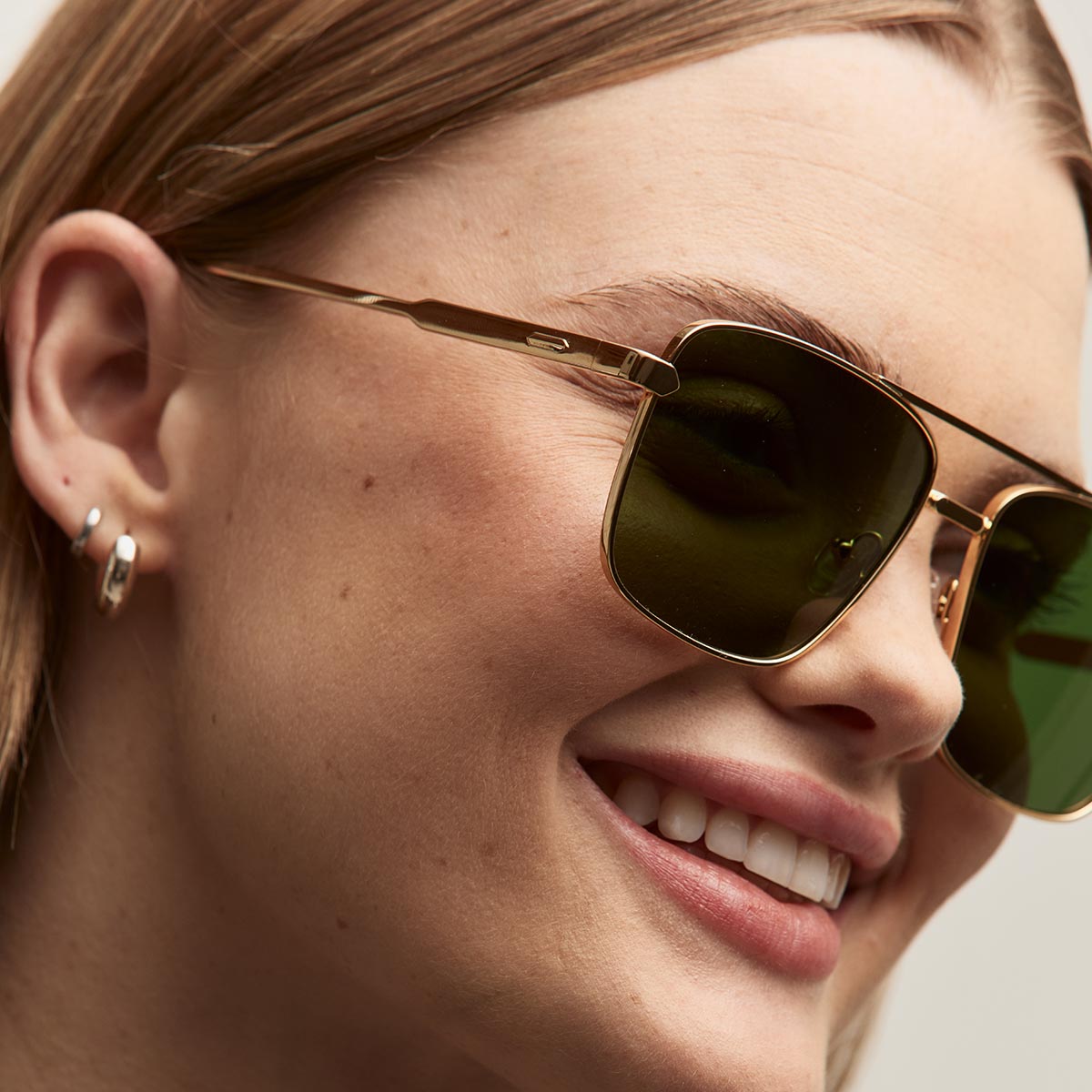 Horizon Square Aviator Sunglasses Gold