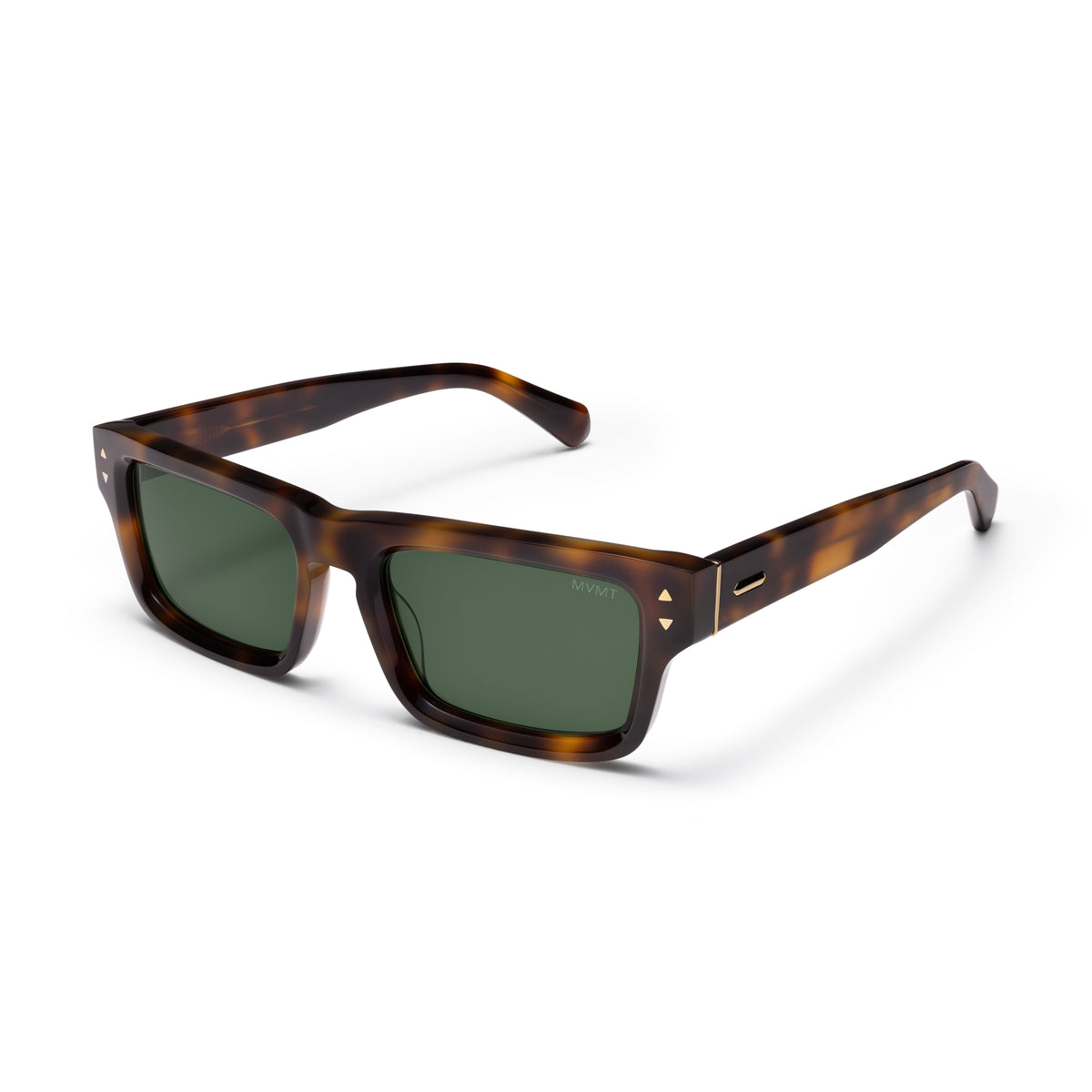 Del Mar Rectangle Sunglasses Tortoise Frame Green Lenses
