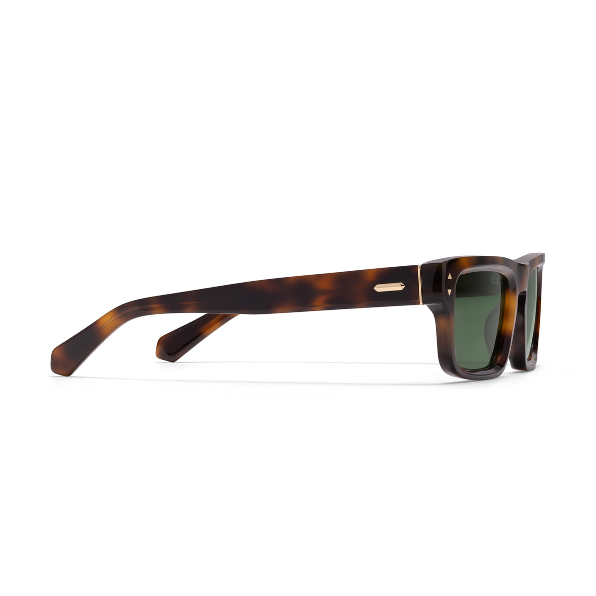 Del Mar Rectangle Sunglasses Tortoise Frame Green Lenses