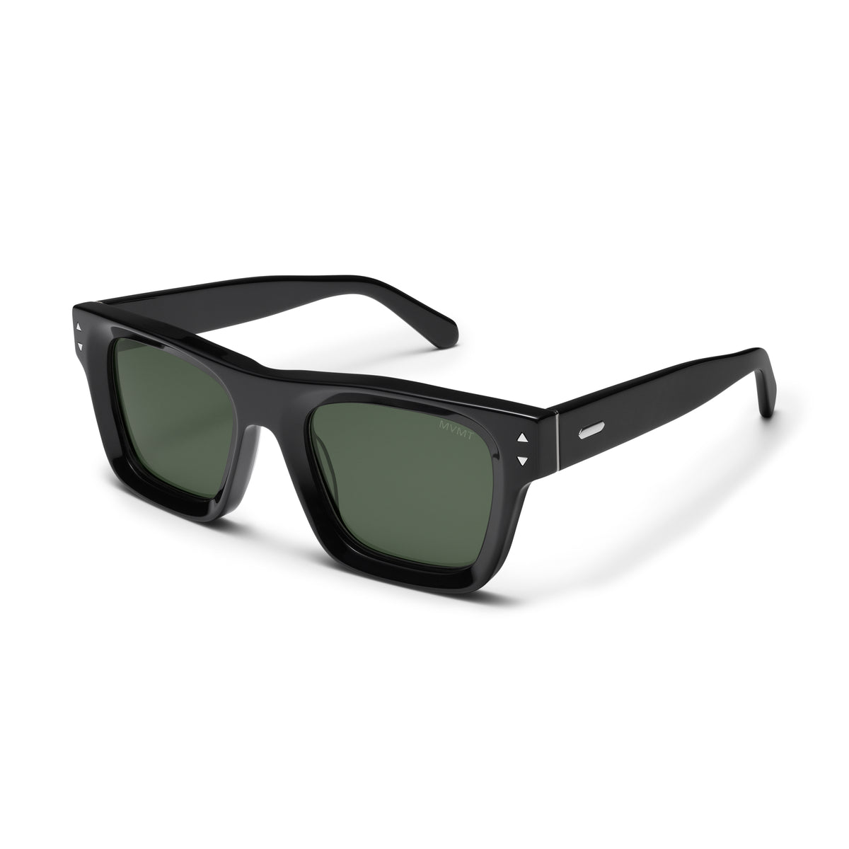 Vista Square Sunglasses Black Frame Green Lenses