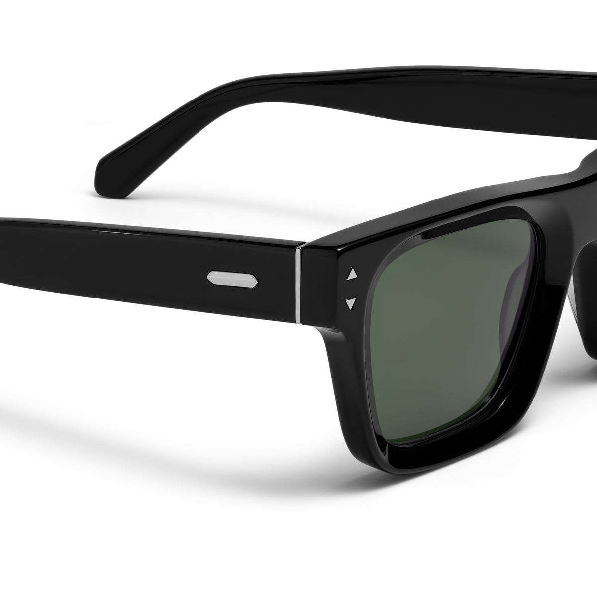 Vista Square Sunglasses Black Frame Green Lenses