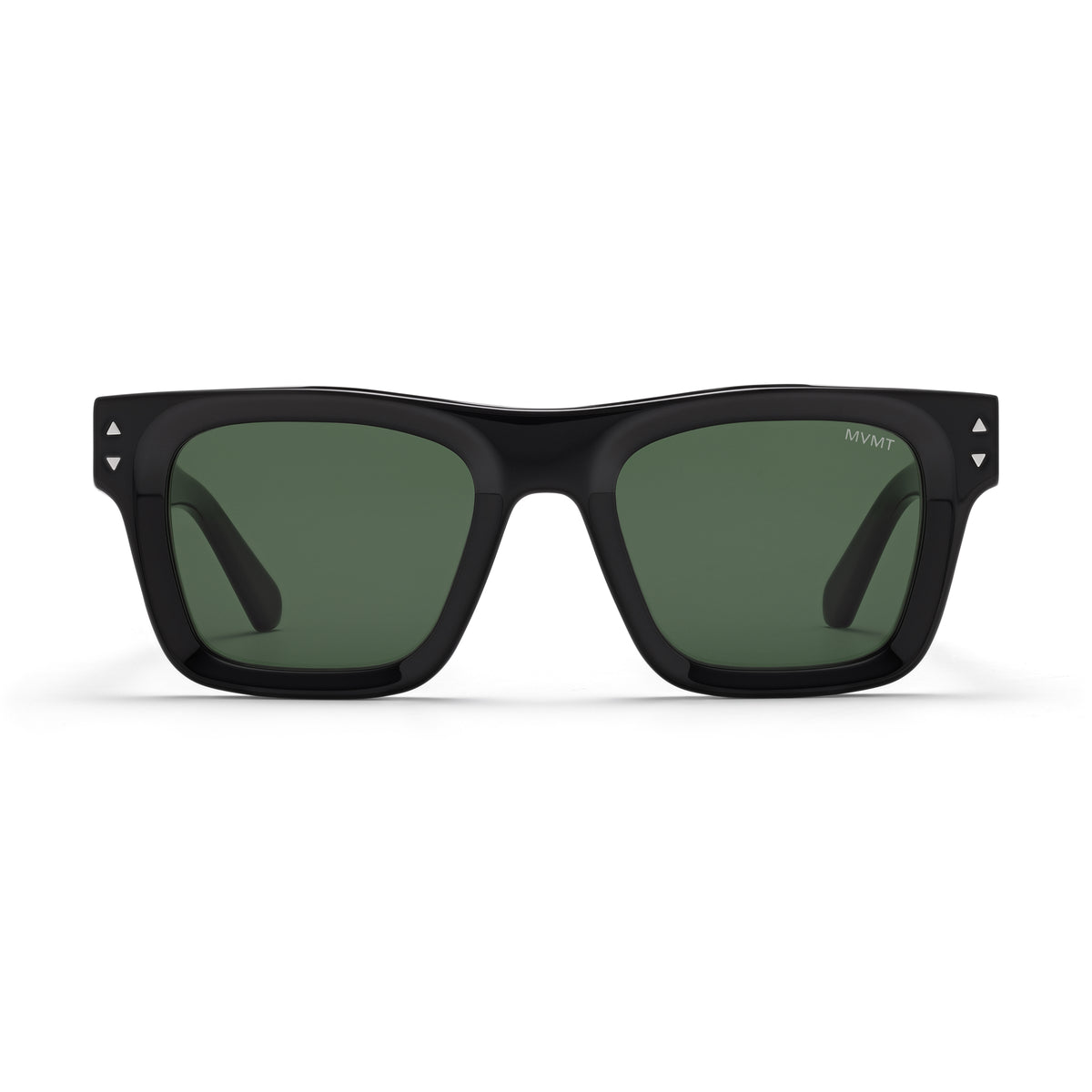 Vista Square Sunglasses Black Frame Green Lenses