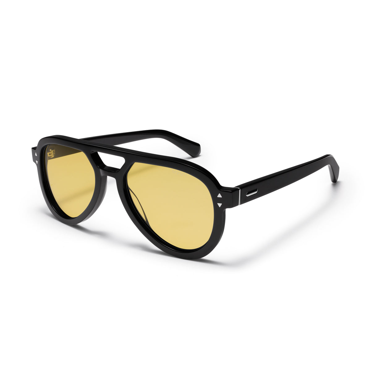 Hollywood Aviator Sunglasses Black Frame Yellow Lenses