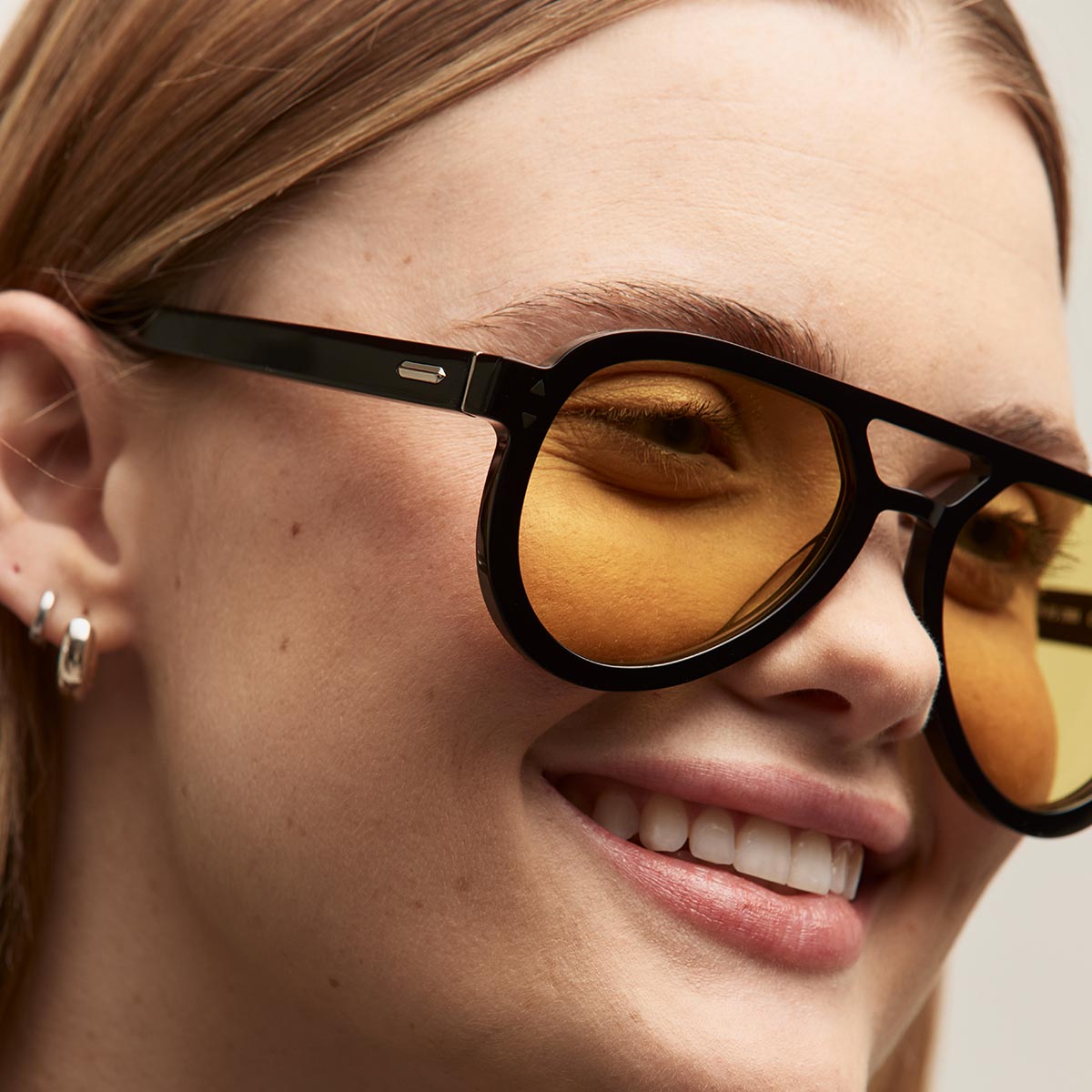 Hollywood Aviator Sunglasses Black Frame Yellow Lenses