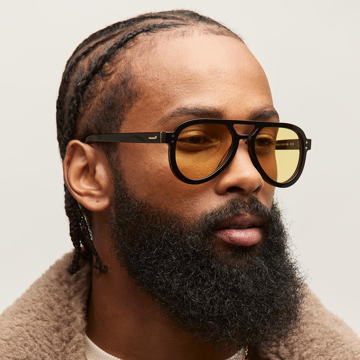Hollywood Aviator Sunglasses Black Frame Yellow Lenses