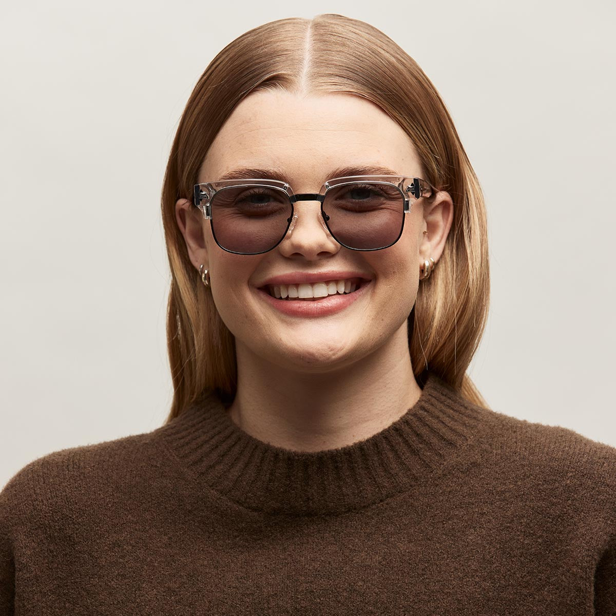 Laguna Square Sunglasses Transparent Grey + Black