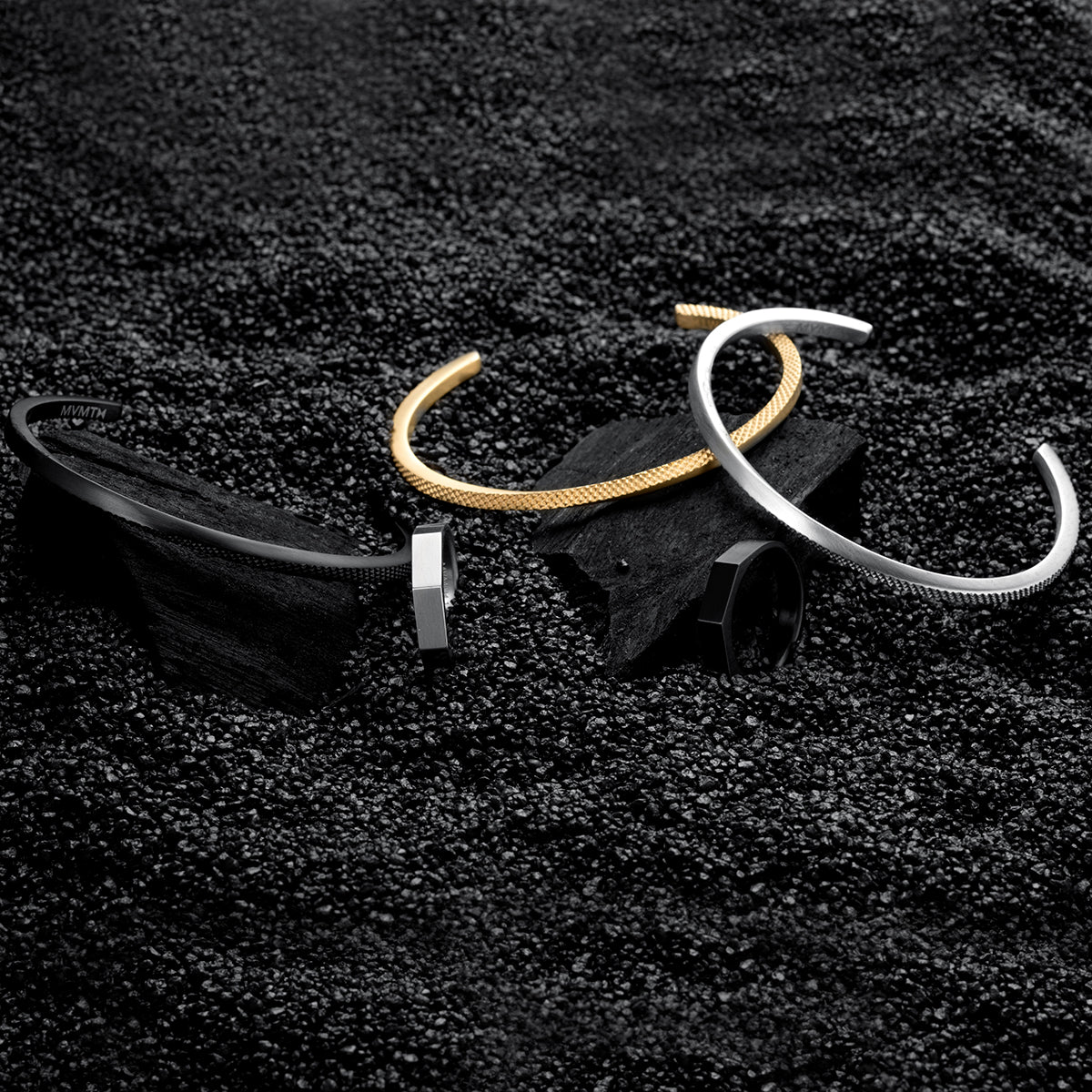 Twist Knurling Cuff Men's Bracelet