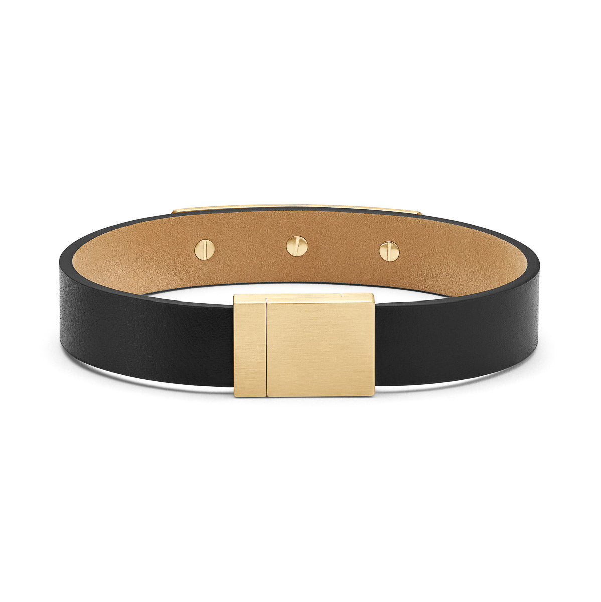 Leather ID Bracelet Black + Gold