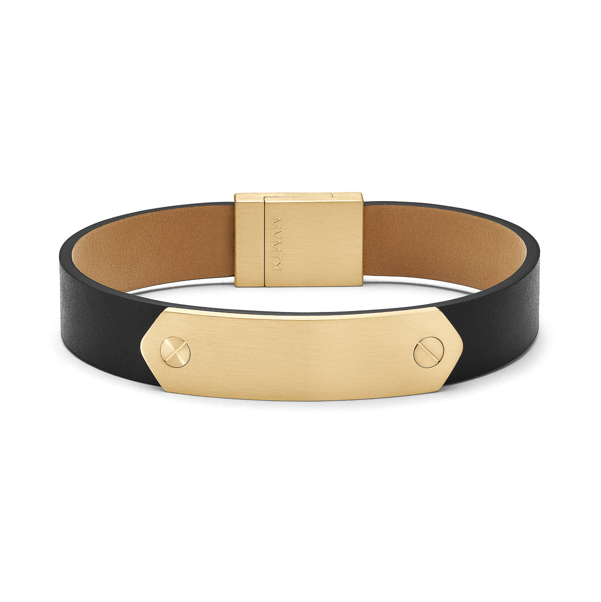 Leather ID Bracelet Black + Gold
