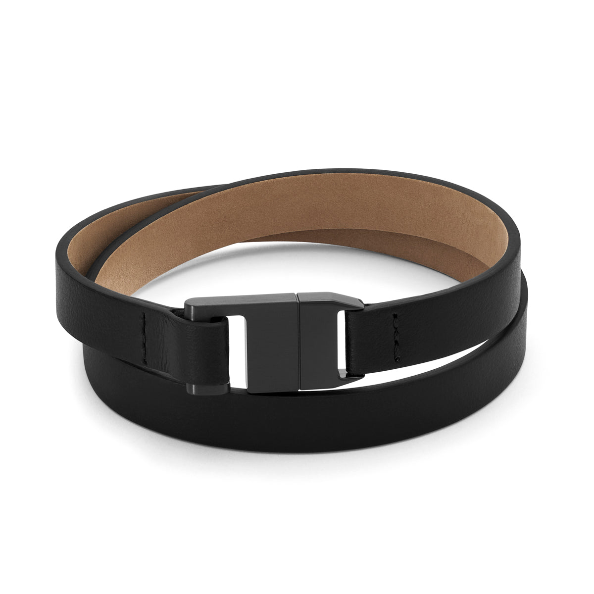 Leather Latch Bracelet Black