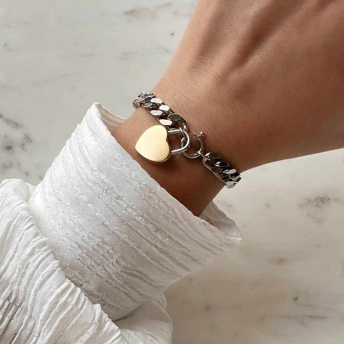 Chunky Heartlock Chain Women's Bracelet