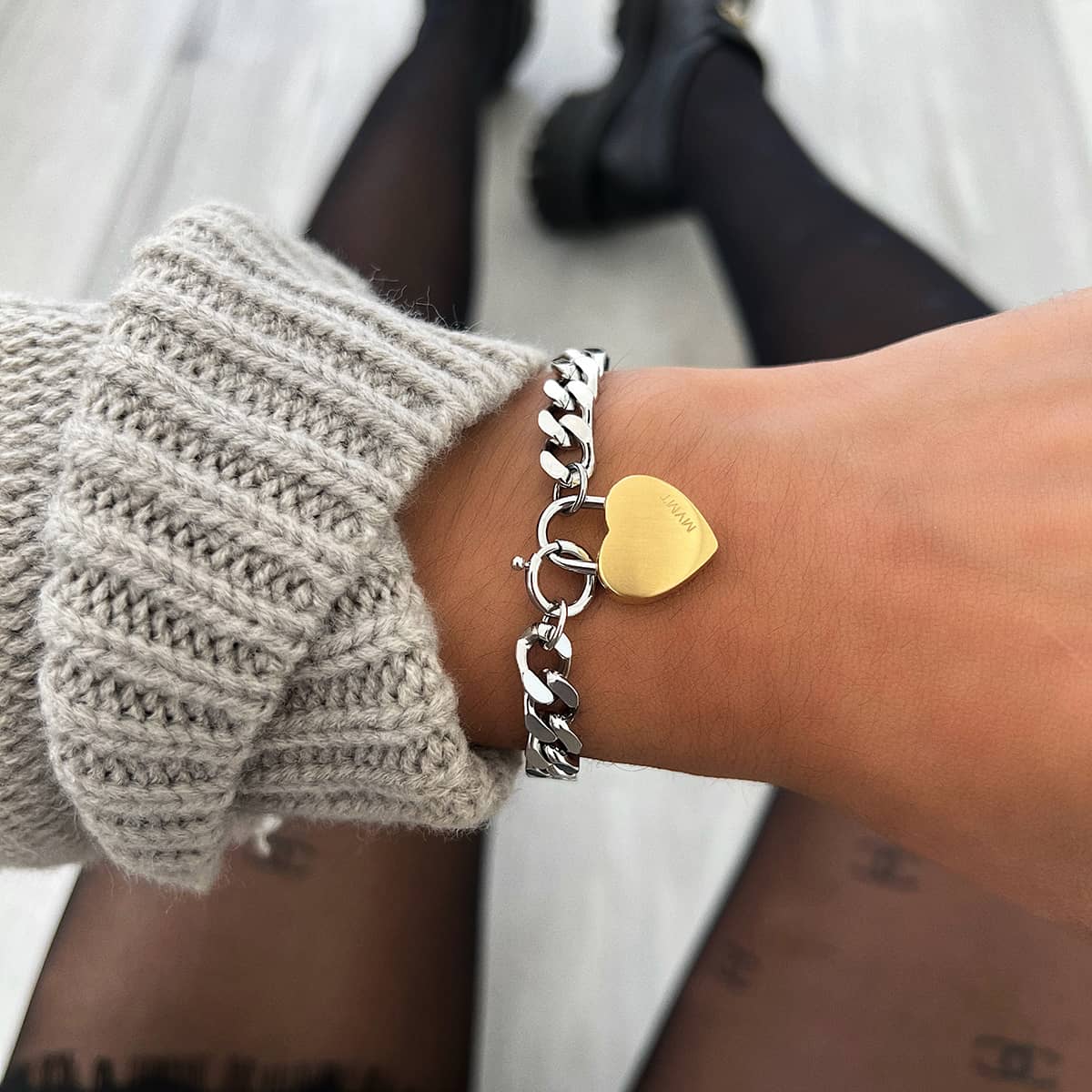 Chunky Heartlock Chain Women's Bracelet