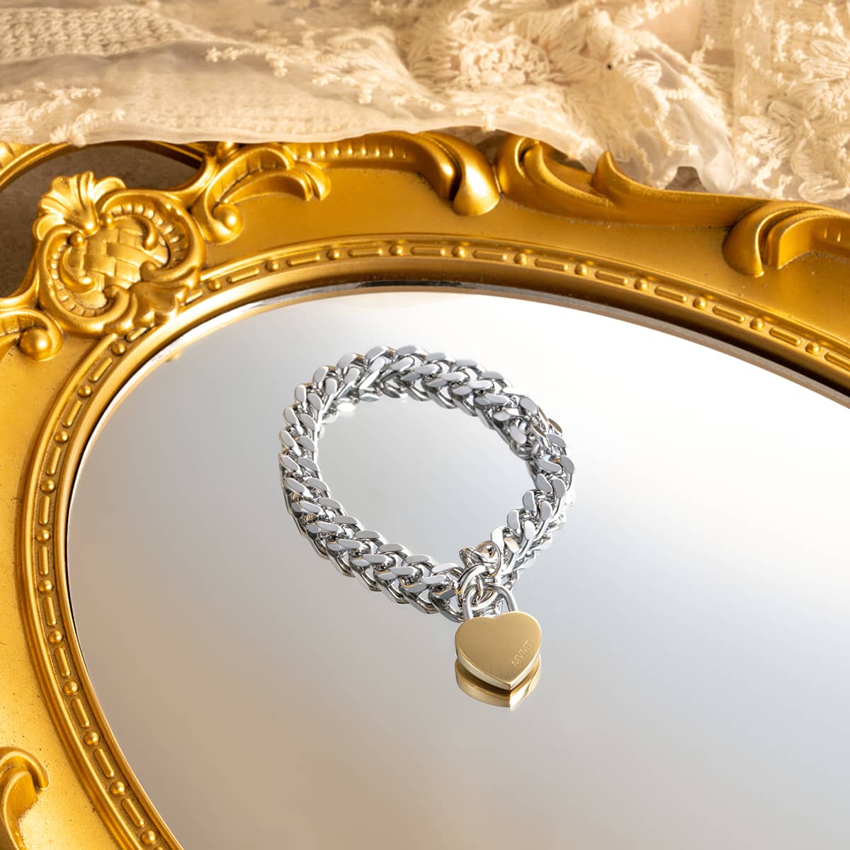 Chunky Heartlock Chain Women's Bracelet