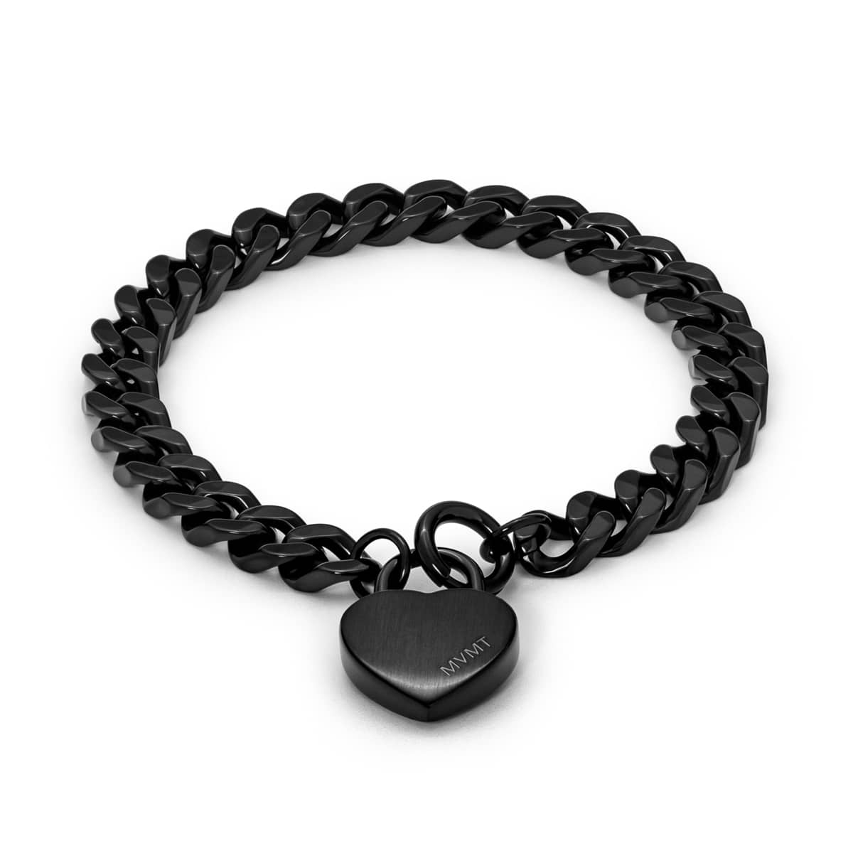 Chunky Heartlock Chain Bracelet Black