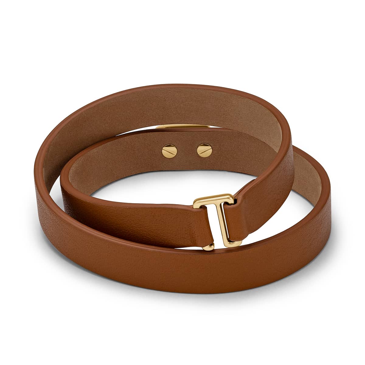 Double Leather Heartlock Bracelet Tan