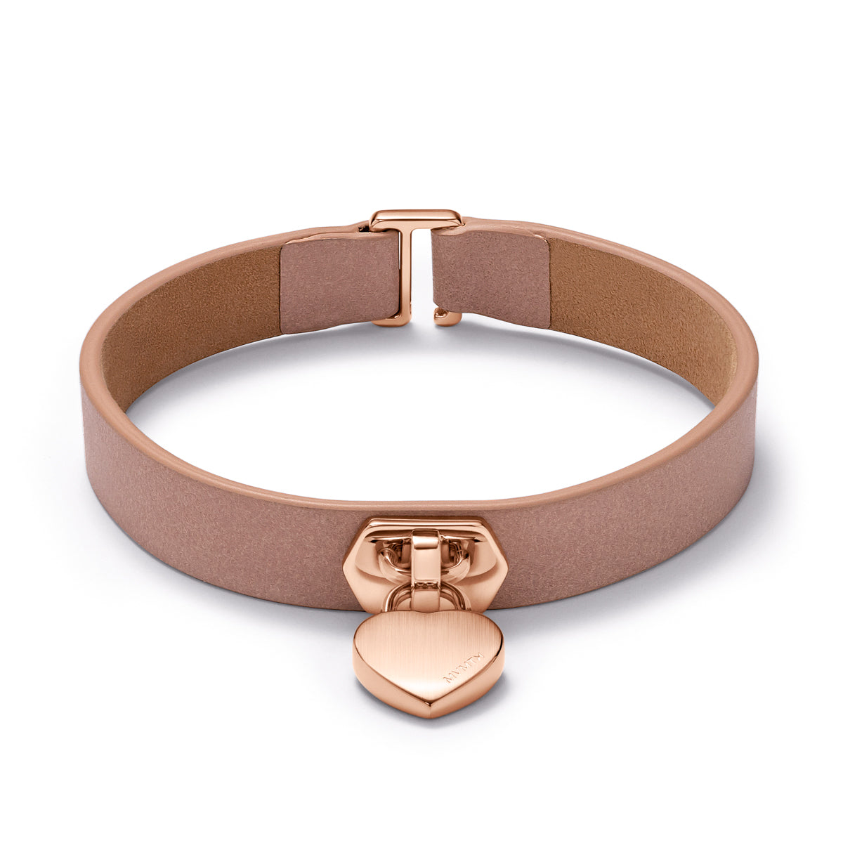 Leather Heartlock Bracelet Rose Gold
