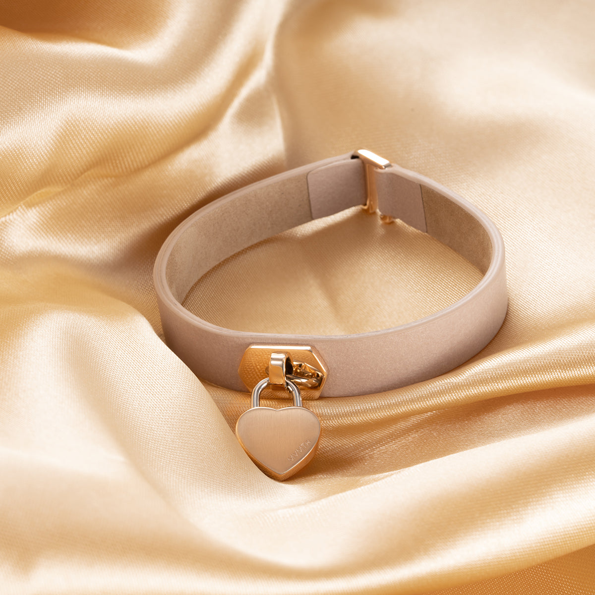 Leather Heartlock Bracelet Rose Gold