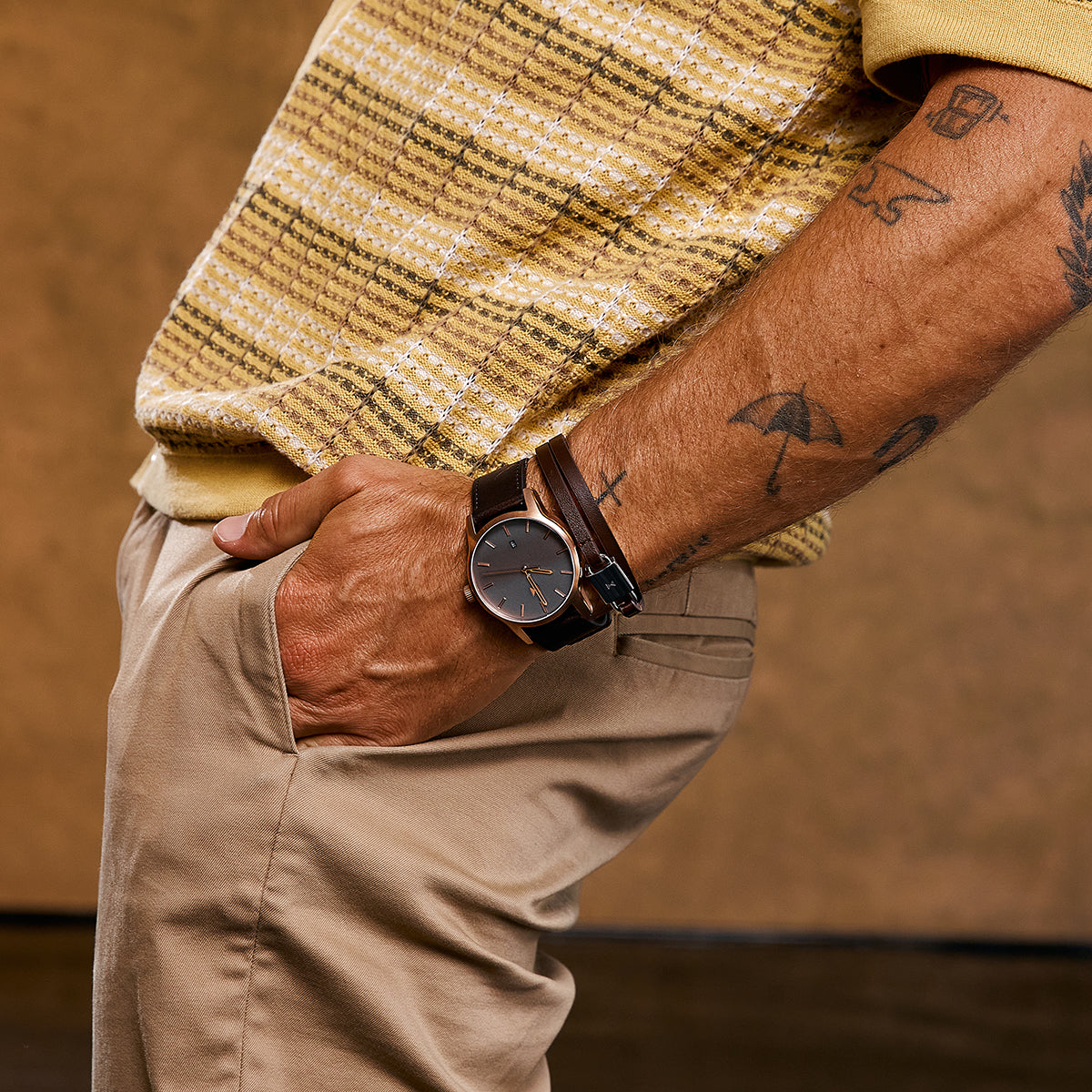 Padlock Bracelet Brown + Gold
