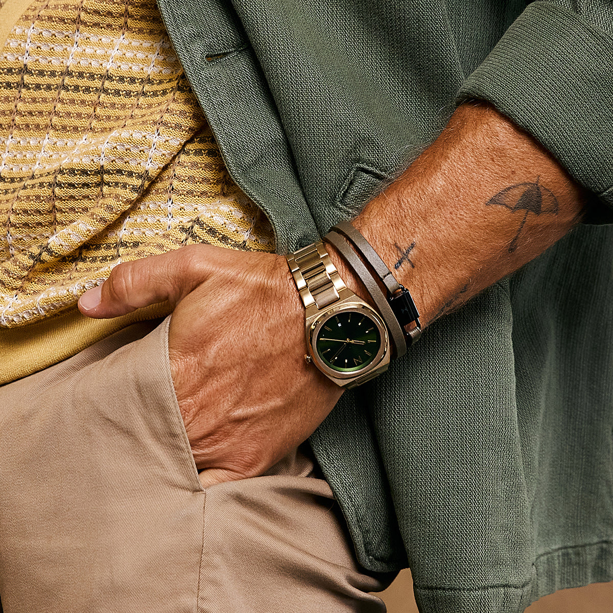 Padlock Bracelet Olive + Grey