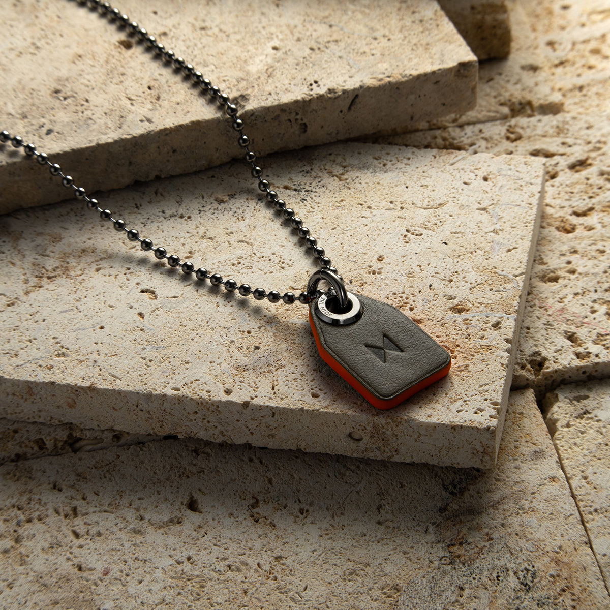 Tag Necklace Gunmetal + Olive + Orange