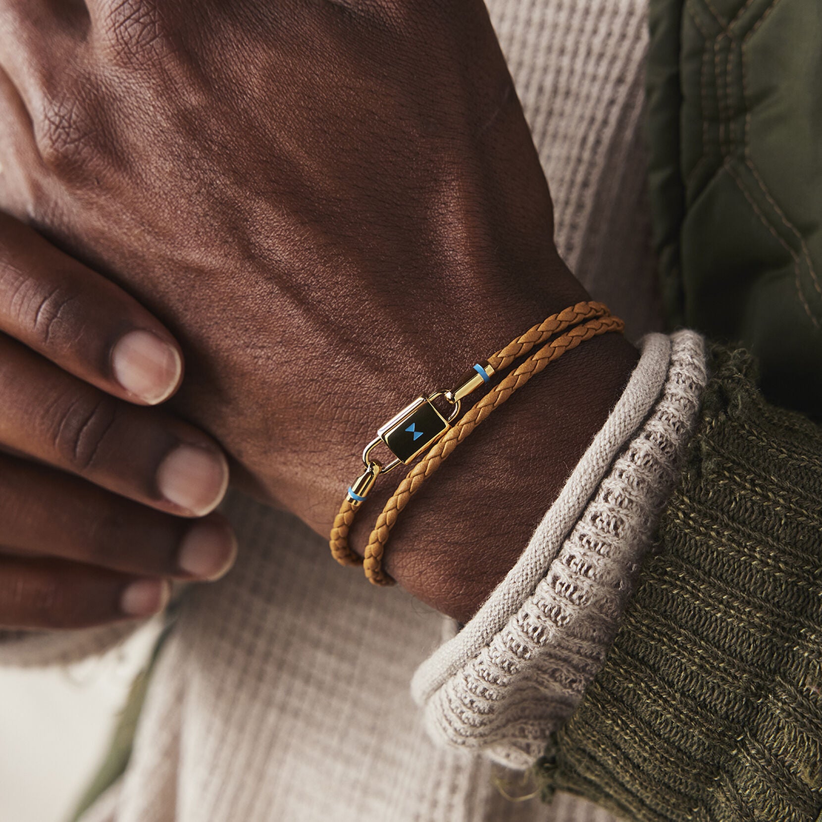 Braided Leather Bracelet Brown/Gold | MVMT