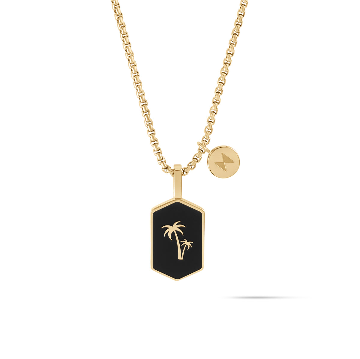 Hex Palm Tree Pendant Necklace Gold/Black