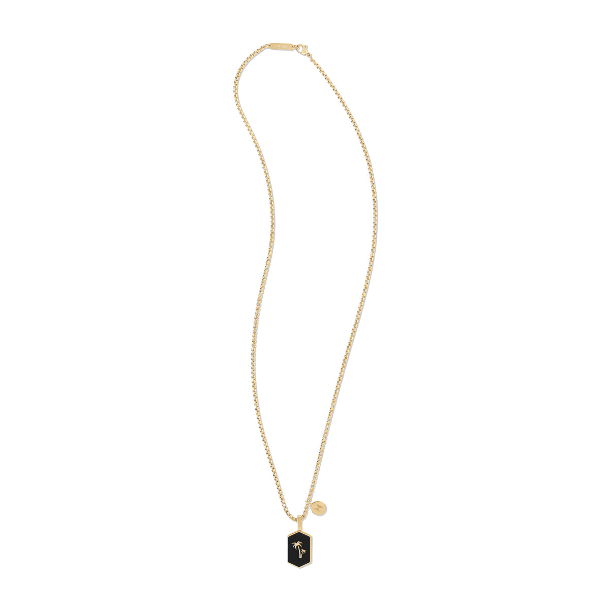 Hex Palm Tree Pendant Necklace Gold/Black