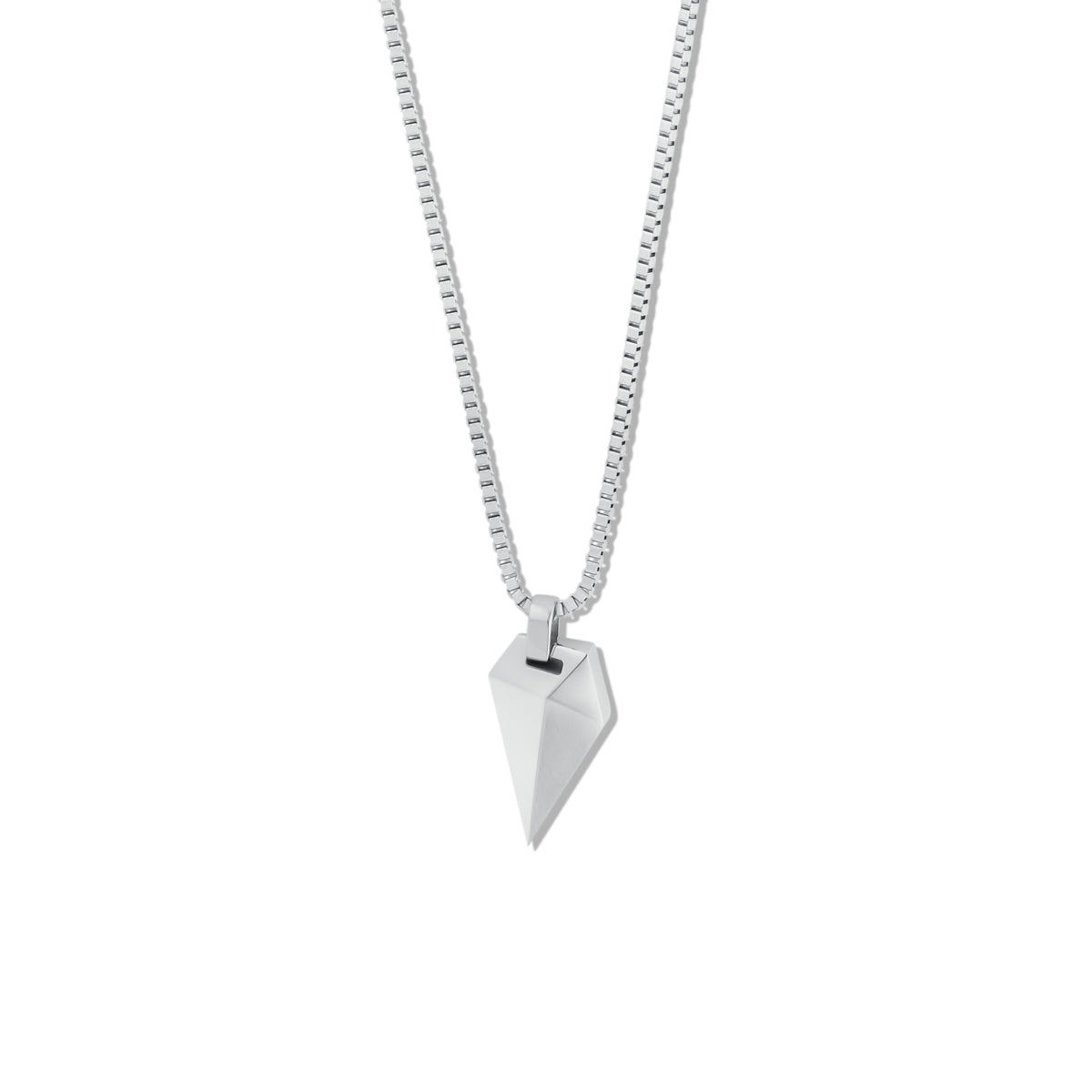 Sculpted Shark Tooth Pendant Necklace Silver