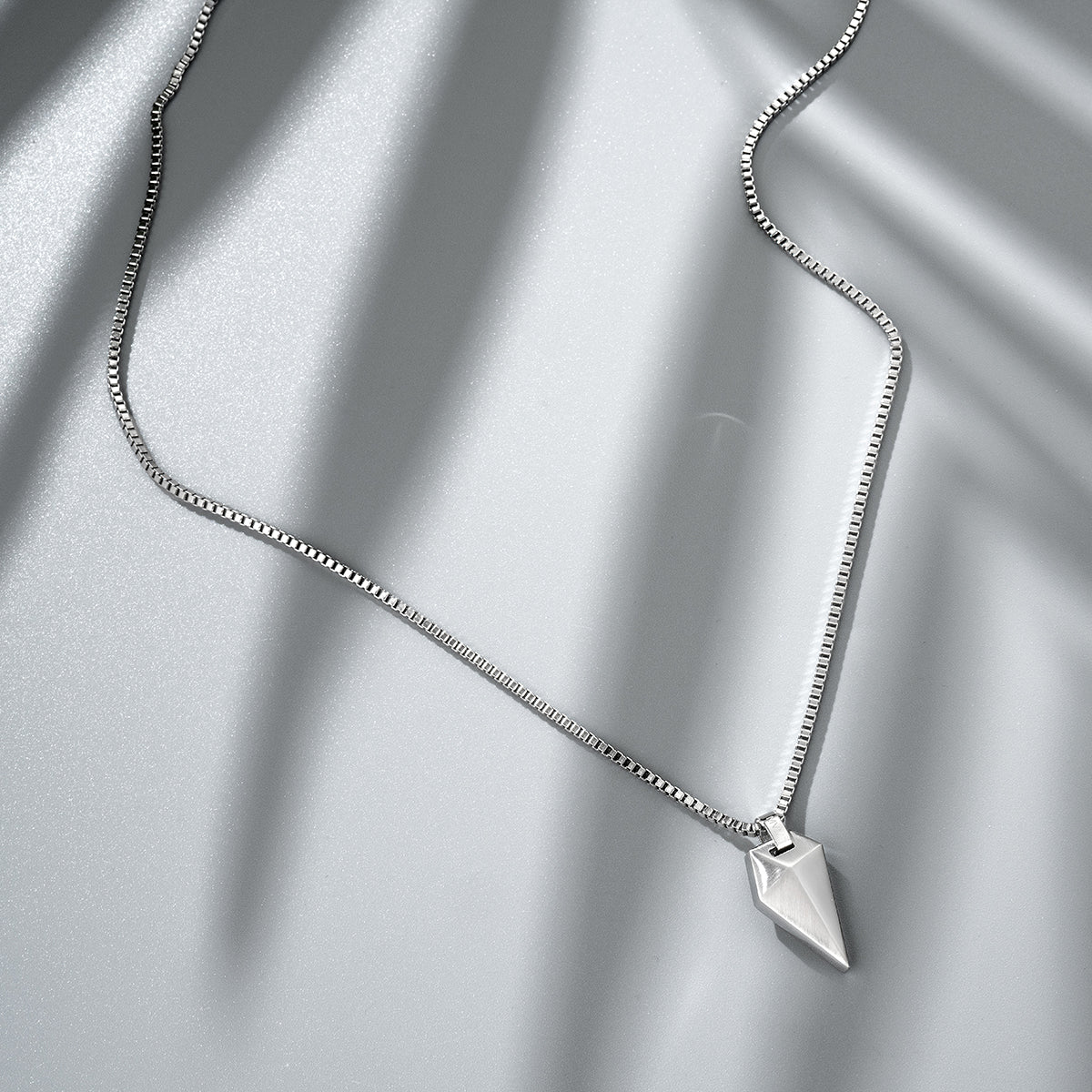 Sculpted Shark Tooth Pendant Necklace Silver