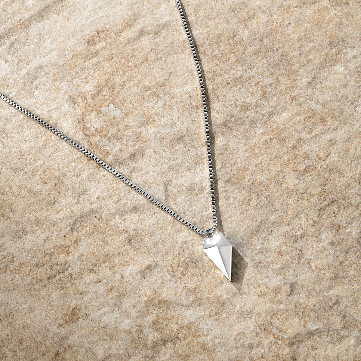 Sculpted Shark Tooth Pendant Necklace Silver
