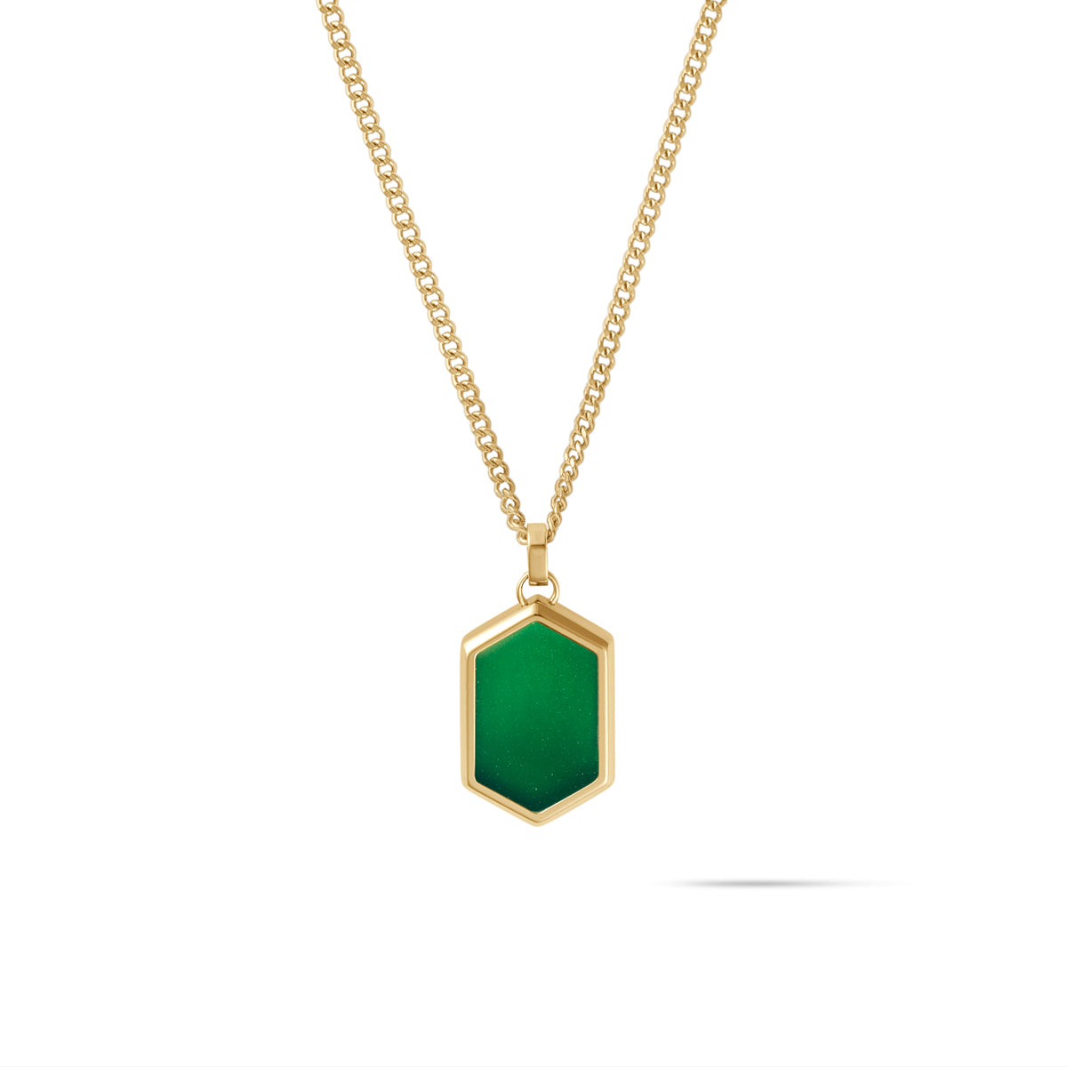 Hex Pendant Necklace Green Malachite