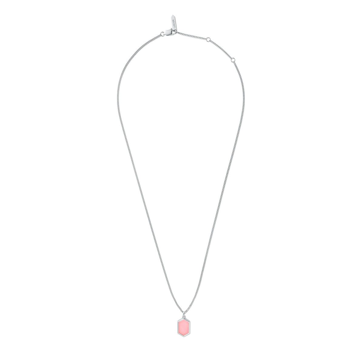 Hex Pendant Necklace Pink Quartz