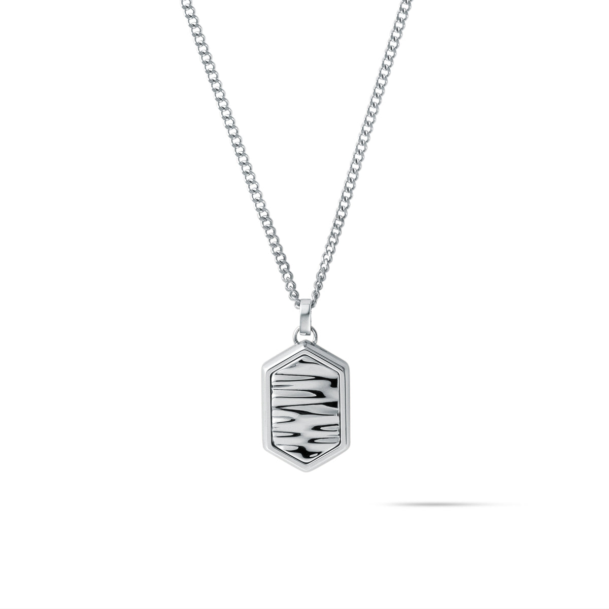 Hex Pendant Necklace Silver