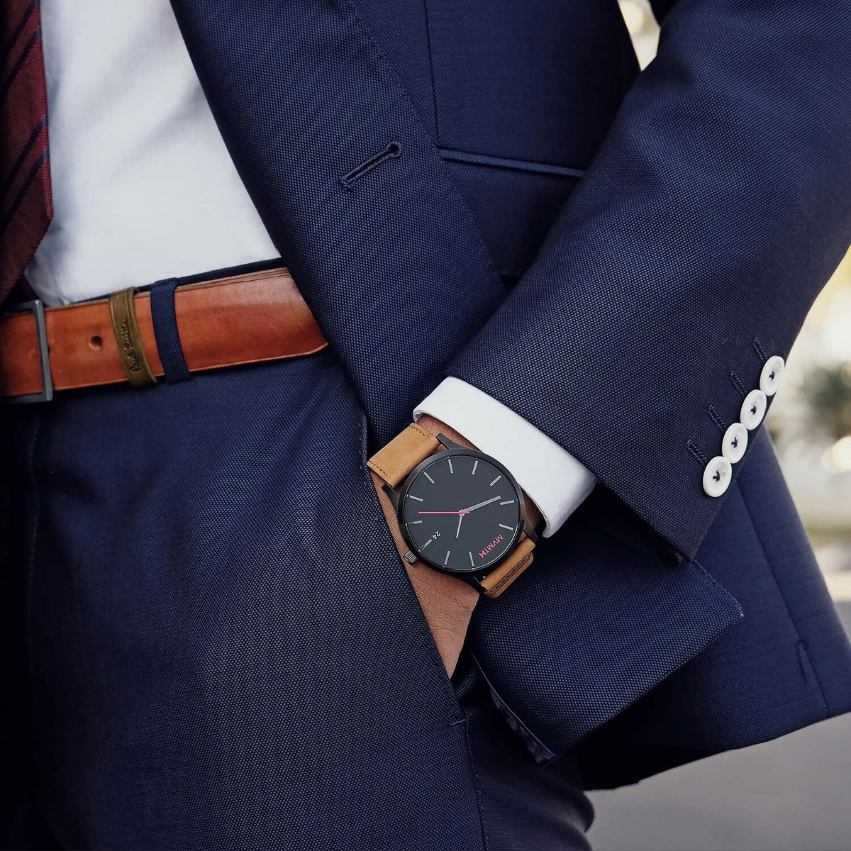 MVMT Men's Classic Tan Leather Watch