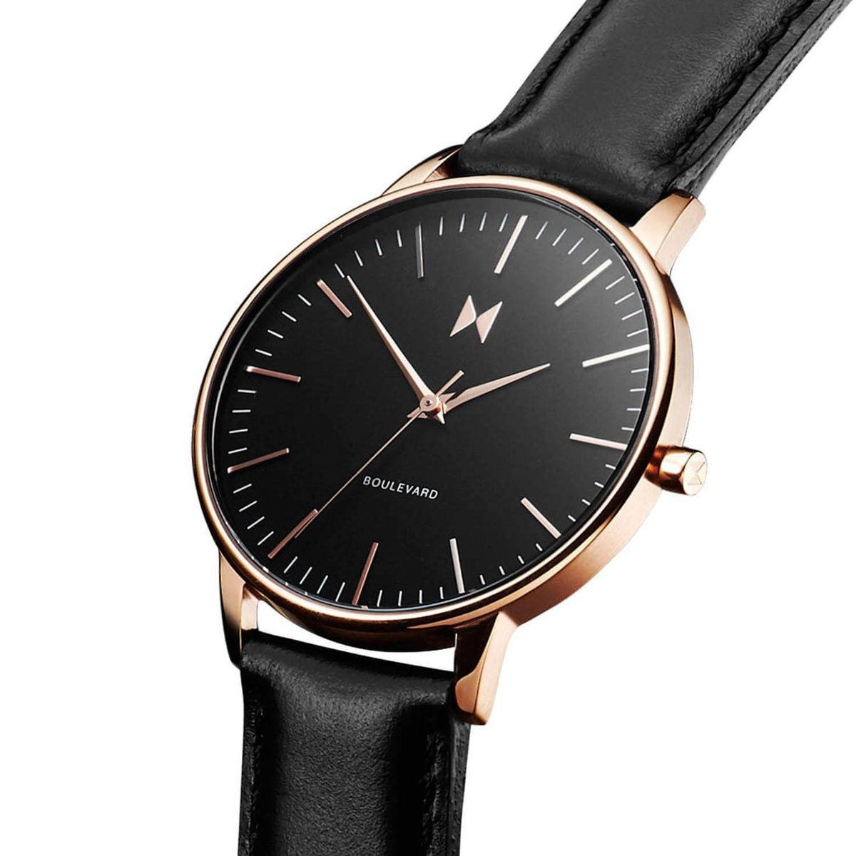 MVMT Ladies Boulevard Black Leather Watch