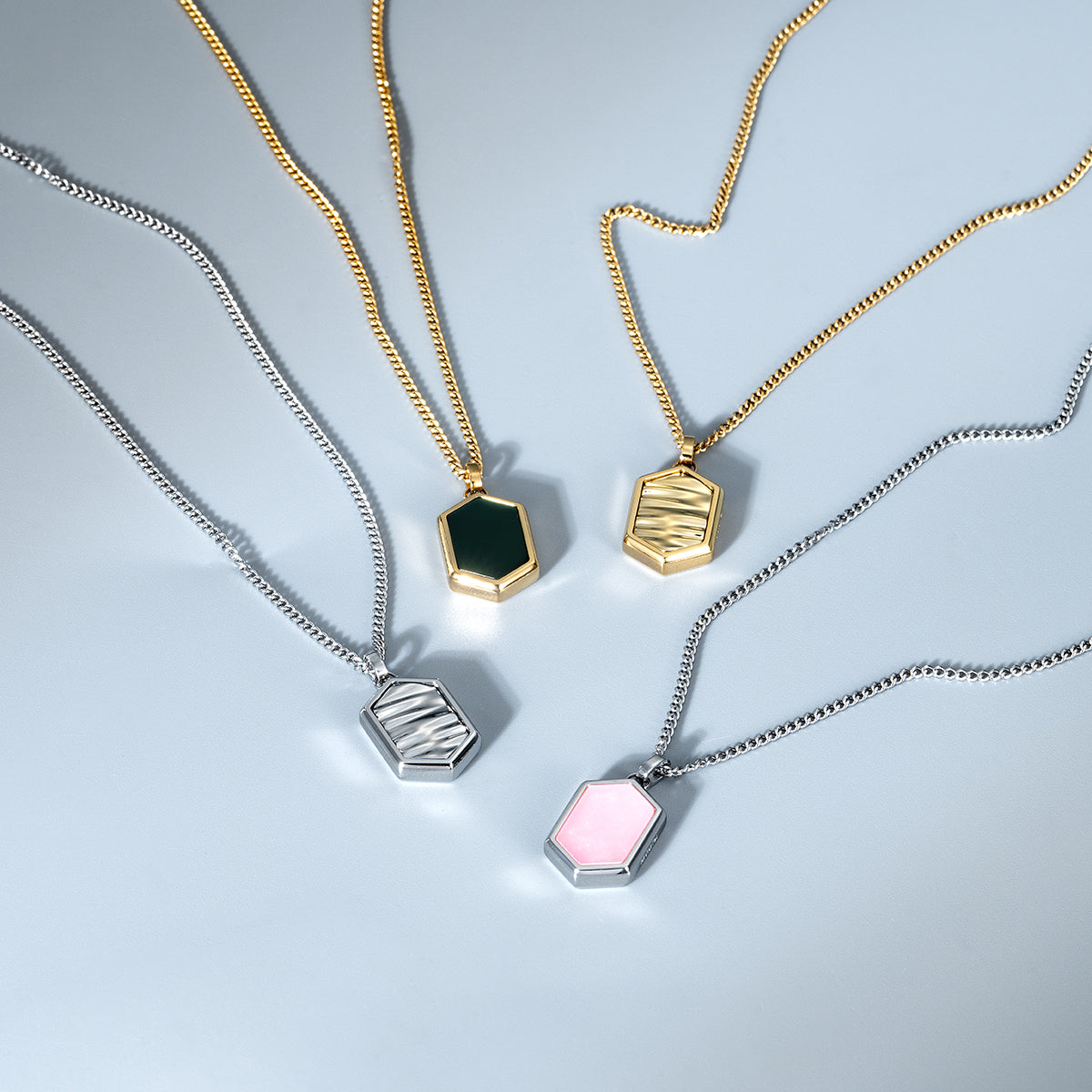 Hex Pendant Necklace Gold