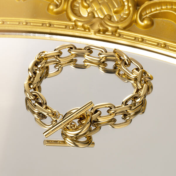Louis Vuitton Leather LV Link Bracelet - Brass Link, Bracelets
