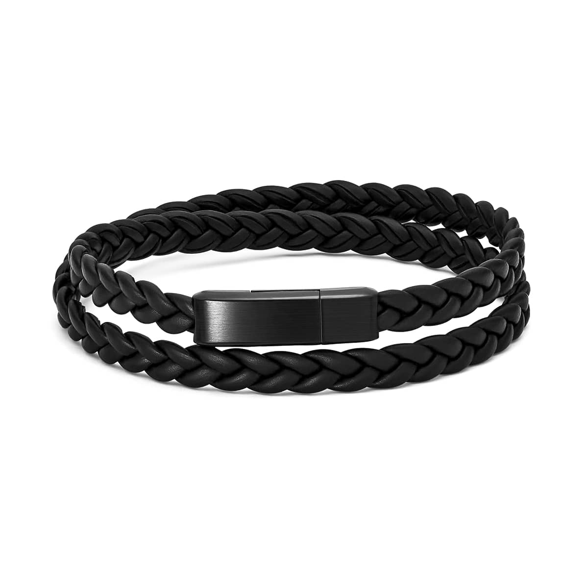 Men's Crucible Stainless Steel Black Leather Wrap Bracelet : Target